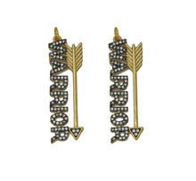 Load image into Gallery viewer, CZ Warrior Words with  Arrows Charm, Sku#F1483