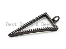 Load image into Gallery viewer, CZ Micro Pave Hollow Triangle Pendant, Cubic Zirconia Pendant Charm, Gold/Silver/Black, 32x16mm, SKU#F220
