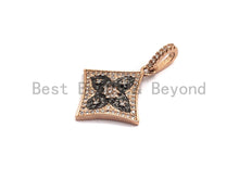 Load image into Gallery viewer, 20mm/40mm CZ Micro Pave Dual Color Quatrefoil Flower Diamond Shape Pendant,Cubic Zirconia Gold/Rose Gold/Silver/Black Focal Pendant,sku#F624