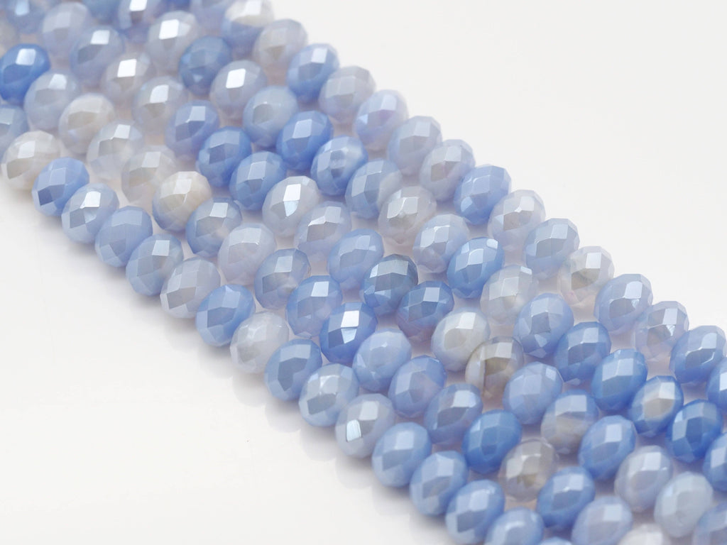 Mystic Natural Blue Banded Agate Rondelle Faceted Beads, Sku#UA265