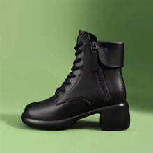 Load image into Gallery viewer, Women's Vintage Chunky Heel Ankle Boots | Microfiber Leather Side Zipper Low-Top