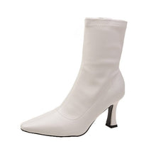 Load image into Gallery viewer, Women's Retro Mid-Calf Pointed Toe Stiletto Boots - Side Zip High Heel Boots