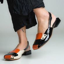 Load image into Gallery viewer, Color-Blocked Buckle Strap Block Heel Sandals