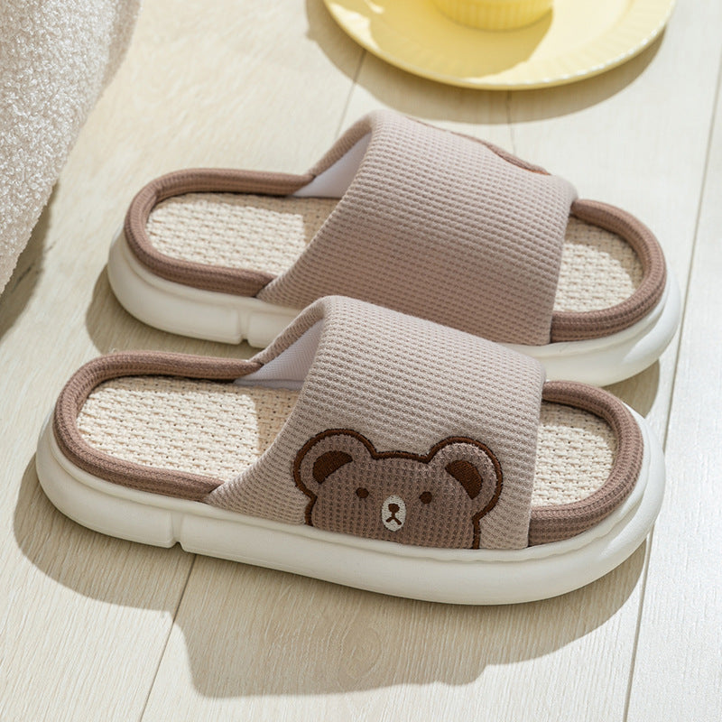 Unisex Rabbit Slippers Linen House Shoes | Breathable Anti-Slip Flip-Flops