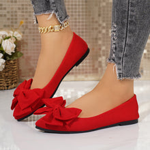 Load image into Gallery viewer, Women's Plus-Size Bow-Tie Slip-On Loafer Shoes | Pointed Toe, Low Heel, Cotton Upper