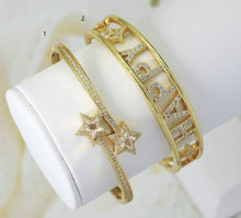 Load image into Gallery viewer, CZ Pave Star Happy Cuff Bangle Bracelet, sku#JL120