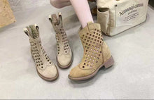 Load image into Gallery viewer, Hollowed-Out Mesh Mid-Calf Boots