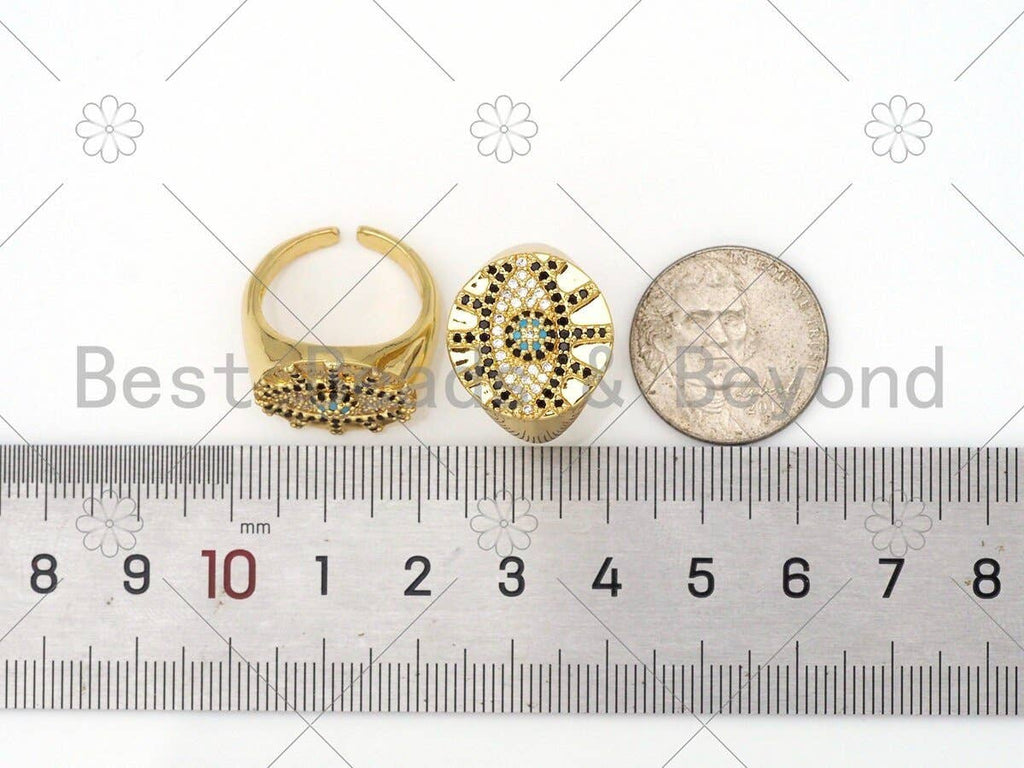 CZ Evil Eye On Oval Shape Adjustable Ring, Sku#X212