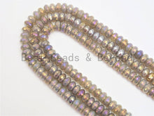 Load image into Gallery viewer, Mystic Plated Natural Faceted Rondelle Gray Agate beads,4x6/