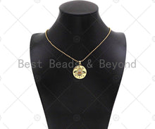 Load image into Gallery viewer, Colorful CZ Micro Pave Bee/Elephant/Butterfly On Round Coin Pendant,18K Dainty Gold Medallion Charm,Necklace Bracelet Charm,24x27mm,Sku#JL31