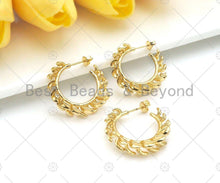 Load image into Gallery viewer, Gold Swirl Spike Hoop Earrings, Sku#J315