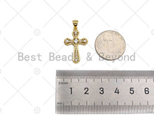 Load image into Gallery viewer, CZ Micro Pave Cross Shape Pendan,18K Dainty Gold Charm, Necklace Bracelet Charm Pendant,16x25mm,Sku#JL34