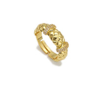 Load image into Gallery viewer, Gold Twisted Chuny Ring, CZ Pave Ring, SKU#X214