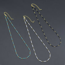 Load image into Gallery viewer, Hand made Dainty Long bar Enamel Metal chain necklace, EF589