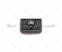 Load image into Gallery viewer, Black CZ Large Hole Embossment Spider Man Head Spacer Micro Pave Beads, CZ Cuboid Spacer Beads, Men's Bracelet Findings,13x8mm, SKU#LD12