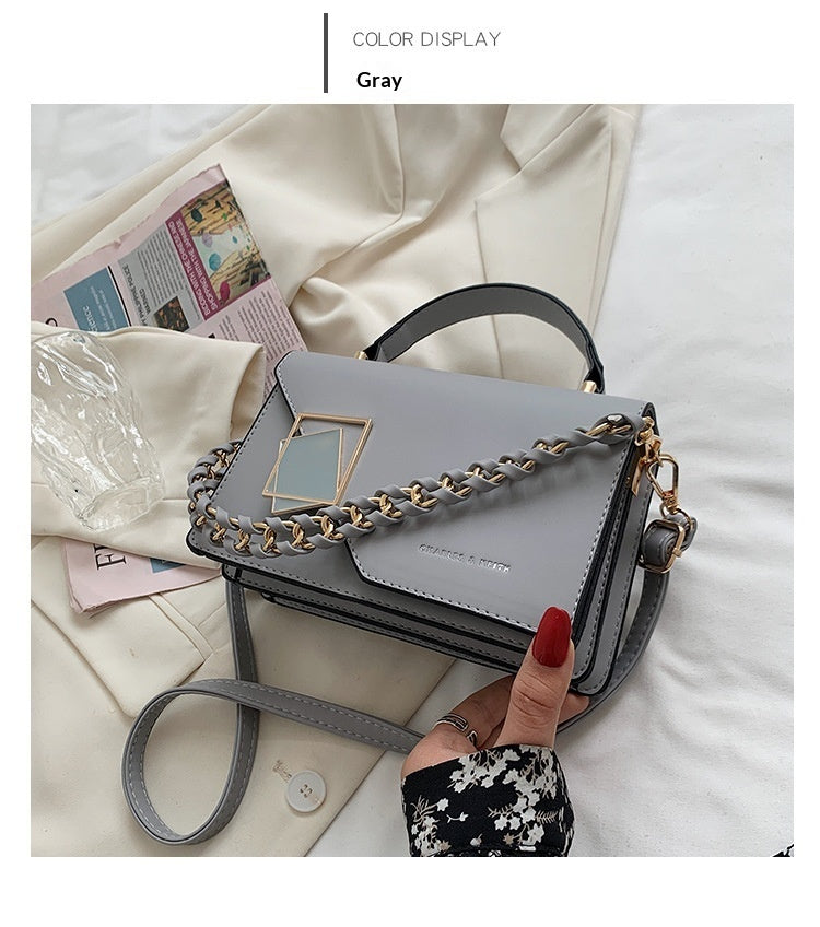 Women's Chain Shoulder Crossbody Bag - Small Square PU Leather Handbag