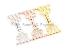 Load image into Gallery viewer, CZ Micro Pave Floral Fold Over Multi-strands Clasp, Cubic Zirconia Buckle Clasp, Chain Connector, 26x5mm, sku#H14