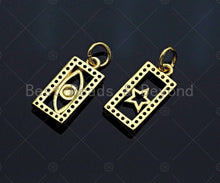Load image into Gallery viewer, Shiny Gold Rectangle Dog Tag Charms, Dainty Charms, Star/Moon/Cross/Hamsa/Heart/Lock Pendant, Gold rectangle Charm,  7x15mm, Sku#LK115