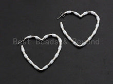 Load image into Gallery viewer, Enamel CZ Heart Hoop Earring,
Sku#J139