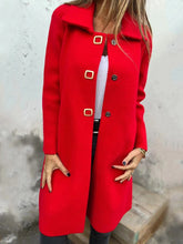 Load image into Gallery viewer, Women's Solid-color Mid-length Wool Coat With A Single-breasted Design
