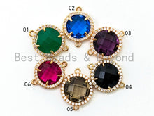 Load image into Gallery viewer, Round Bezel Cnnector with Faceted Glass, 14x19mm, sku#A76