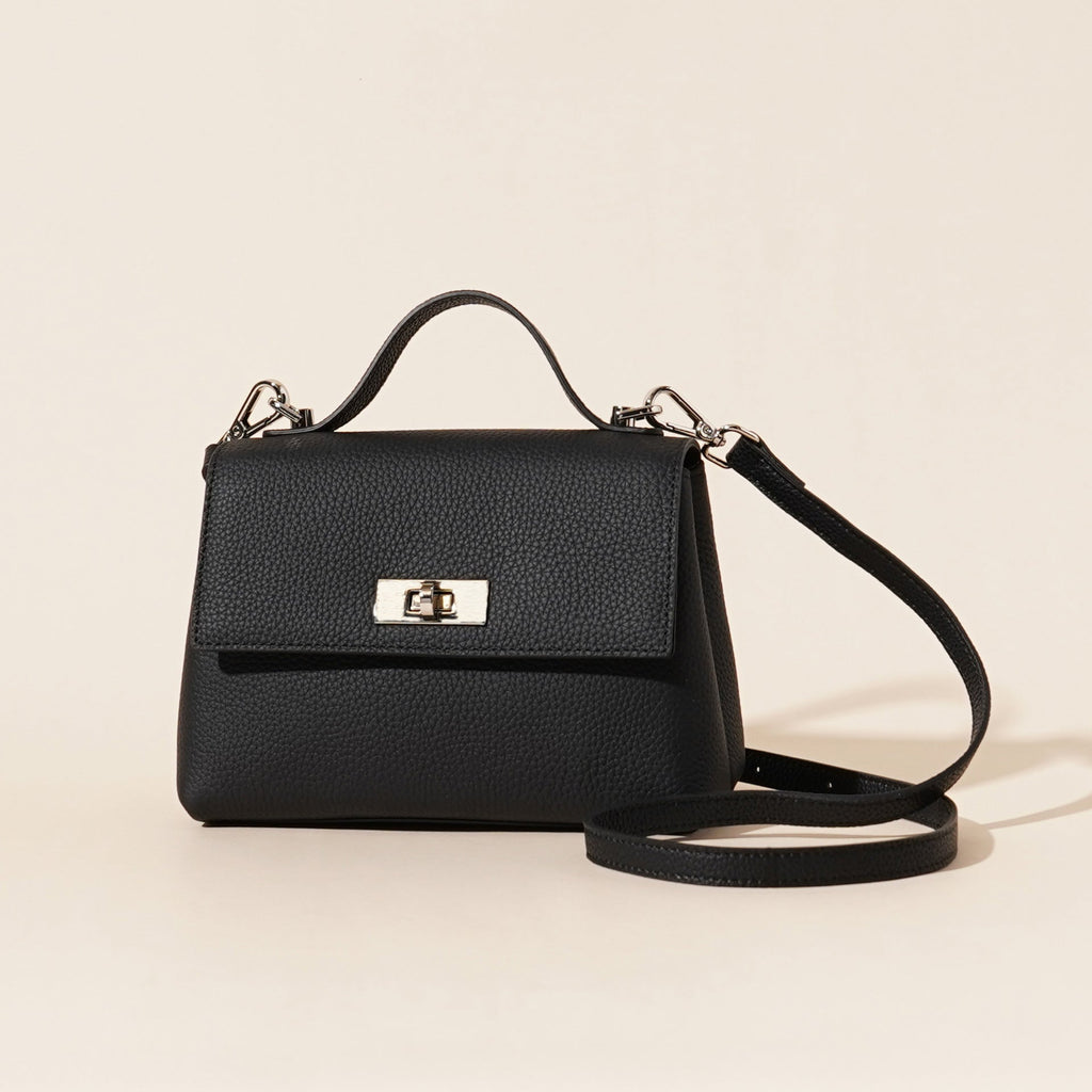 Women's Genuine Leather Crossbody Shoulder Bag | Lock Clasp | Phone & Card Pockets