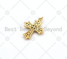 Load image into Gallery viewer, Black CZ Micro Pave Cross Shape Pendant, 18K Gold Filled Cross Charm, Necklace Bracelet Charm Pendant,19x25mm, Sku#Z1408