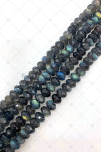 Load image into Gallery viewer, Top Quality Genuine Labradorite Rondelle Faceted Beads, 4x6mm/5x8mm/6x10mm Natural Labradorite Beads, 15.5'' Full Strand, Sku#U1250
