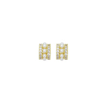Load image into Gallery viewer, CZ White Pearl Gold Tube Charm Space Beads, Sku#A423