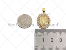 Load image into Gallery viewer, 18K Gold Virgin Mary On Oval Emblem Shape Pendant, Oval Char