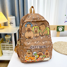 Load image into Gallery viewer, Capybara Cartoon School Backpack for Girls – Cute Nylon Bookbag for Primary &amp; Middle School