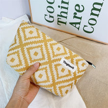 Load image into Gallery viewer, Women's Geometric Fabric Cosmetic Bag - Multi-Compartment Makeup Organizer with Zipper