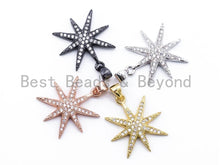 Load image into Gallery viewer, CZ Micro Pave Star Pendant/Charm,Cubic Zirconia Paved Charm, Necklace Bracelet Charm Pendant, 28x20mm, sku#F154