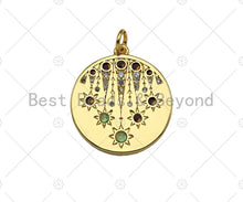 Load image into Gallery viewer, Colorful CZ Celebrition Star  Round Coin Pendant/Charm, Sku#L416