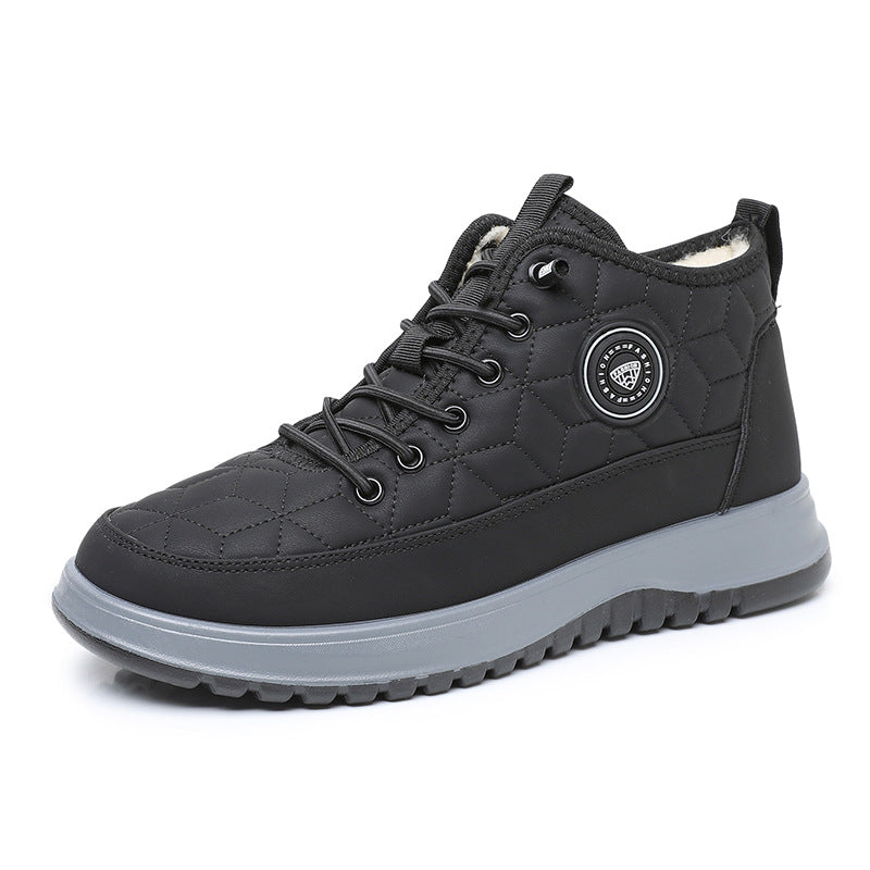 Men's Fleece-Lined Insulated Snow Boots – Lace-Up Casual Athletic Shoes