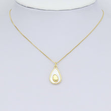 Load image into Gallery viewer, CZ Pave Mother of pearl Gold Avocado Drop Shape Charm Pendant, Sku#LK953