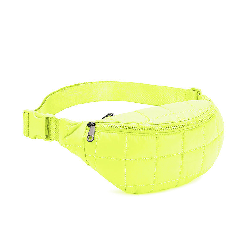 Quilted Diamond Crossbody Waist Bag - Unisex Casual Fanny Pack for Travel & Outdoor