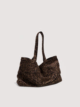 Load image into Gallery viewer, Women's Leopard Print Tote Bag – Suede Velvet Shoulder Handbag for Everyday Use