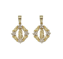 Load image into Gallery viewer, Gold CZ Virgin Mary Flower Charm, Sku#LK707