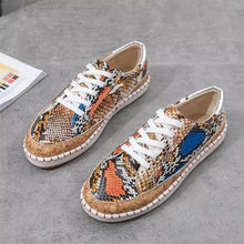Load image into Gallery viewer, Women's Snake Print Platform Sneakers | Chunky Sole Slip-On Casual Shoes | PU Leather | EU 35-43