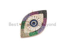 Load image into Gallery viewer, Rainbow Clear CZ Micro Pave Evil Eye Pendant, Cubic Zirconia Pendant,25x40mm, sku#F707