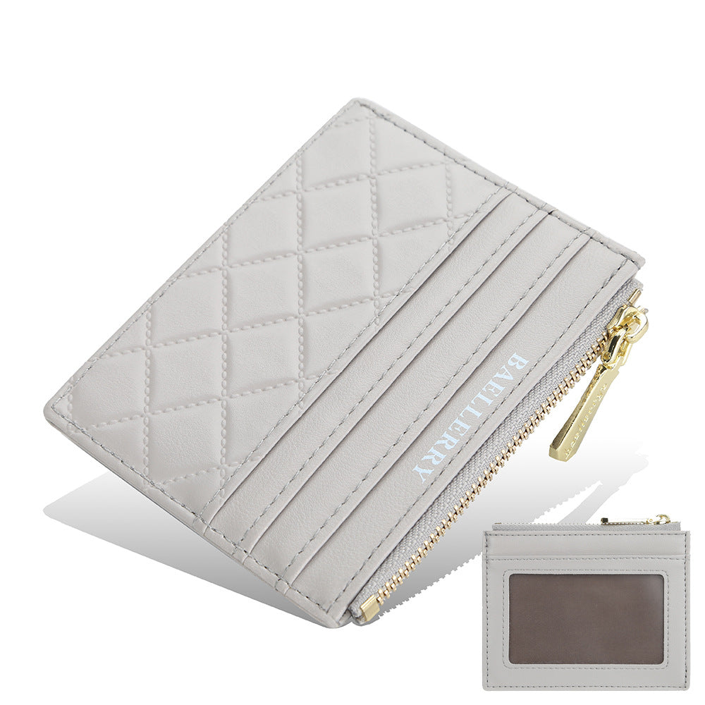 Slim Zippered ID Card Holder - PU Leather Driver's License Wallet with RFID Protection