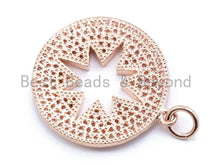 Load image into Gallery viewer, CZ Micro Pave Hollow Star Pendant/Charm, Cubic Zirconia Pendant Charm,24x31mm,1pc/2pcs, sku#F124