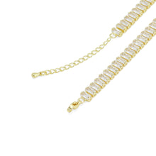 Load image into Gallery viewer, Baguette CZ Tennis Chain Removable Heart Center Necklace, Sku#A383