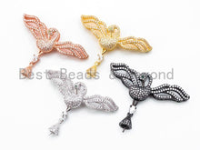 Load image into Gallery viewer, CZ Micro Pave Bird Tassel Head/ Pendant/Connector with Post, 332x45mm, SKU#F245