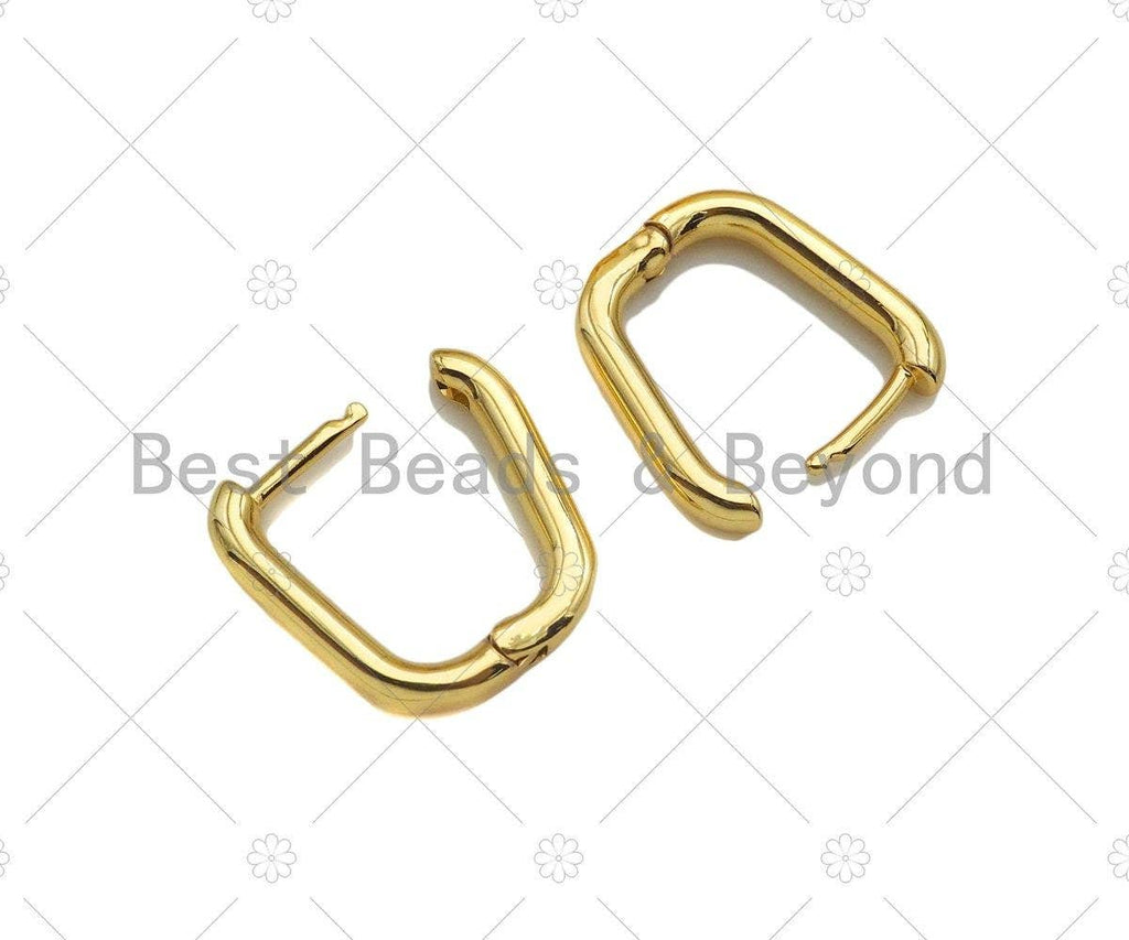 Dainty Gold Rectangle Huggie Earring, Sku#LD57