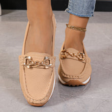 Load image into Gallery viewer, Women's Metal Chain Flat Slip-On Loafers | Breathable PU Preppy Flats