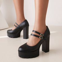 Load image into Gallery viewer, Women's Chunky Heel Pointed Toe Pumps - Plus Size High Heels 8cm