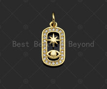 Load image into Gallery viewer, CZ Micro Pave Evil Eye North Star On Oval  Shape Pendant/Charm,Cubic Zirconia Charm, Necklace Bracelet Charm Pendant,8x15mm, Sku#LK237