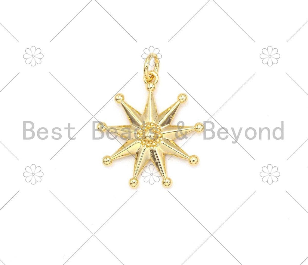 Sunflower Shape Pendant/Charm,18K Gold Filled Star Charm, Necklace Bracelet Charm Pendant, 21x19mm,Sku#F1408